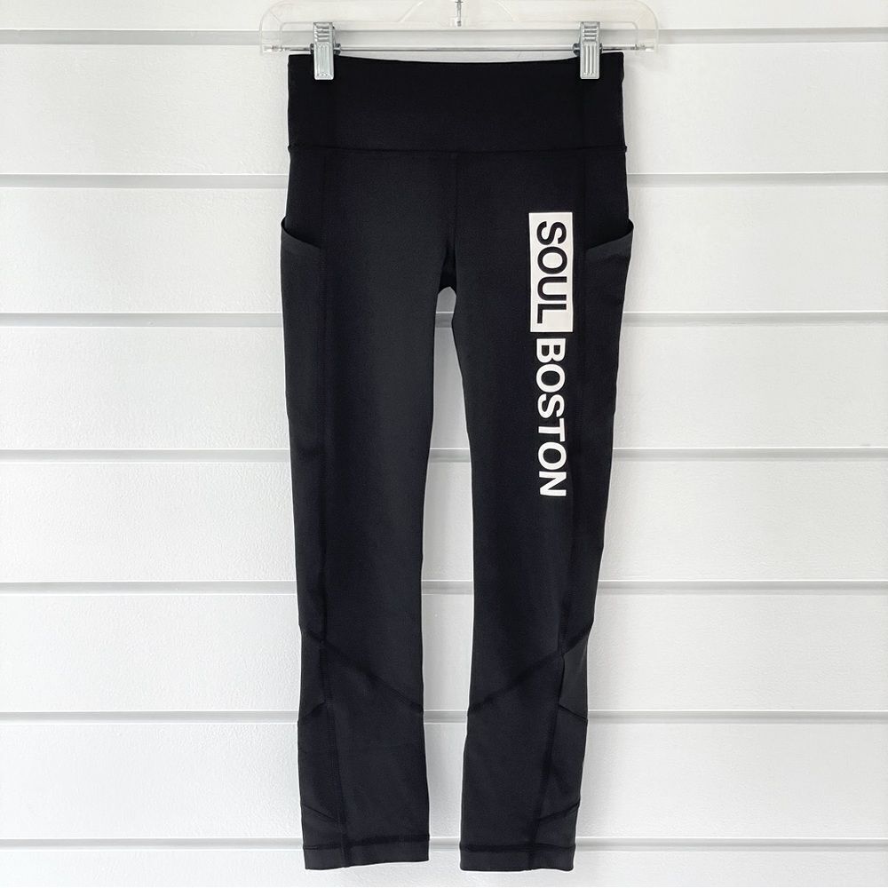 Lululemon Soulcycle Boston Black Pace Rival Pocket Crop Pant Leggings 2 Like New